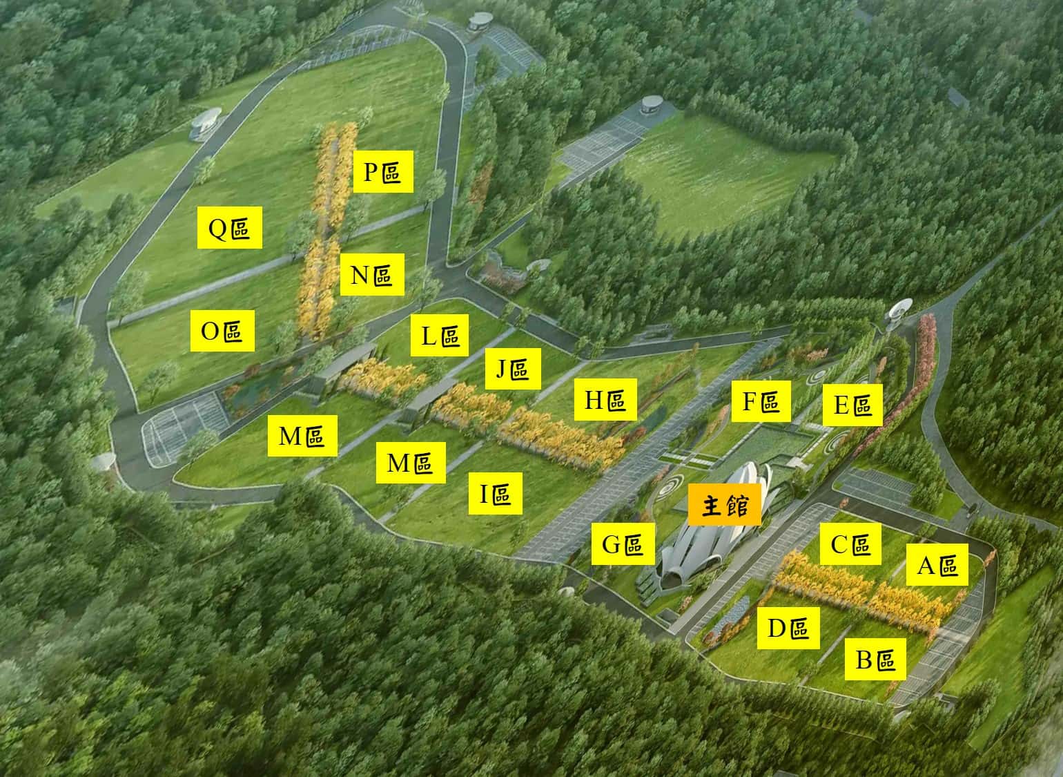 福龍紀念園園區區域規畫配置_台中塔位墓園靈骨塔推薦